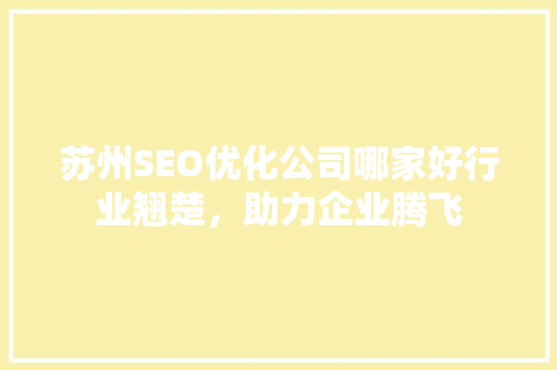苏州SEO优化公司哪家好行业翘楚，助力企业腾飞