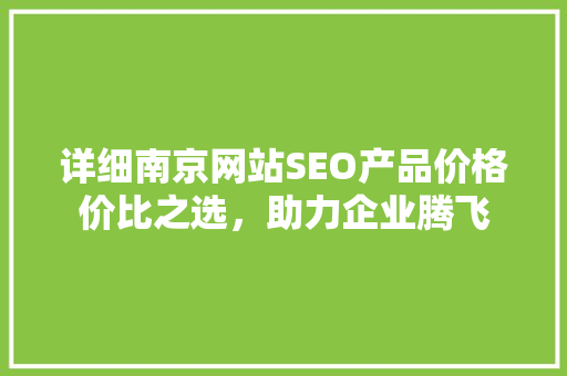 详细南京网站SEO产品价格价比之选，助力企业腾飞