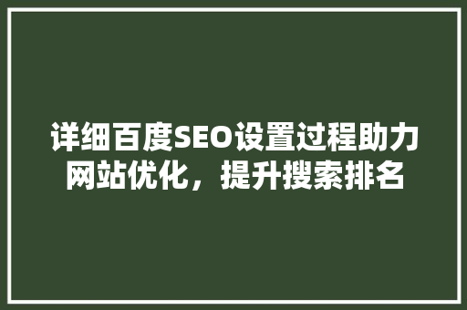 详细百度SEO设置过程助力网站优化，提升搜索排名
