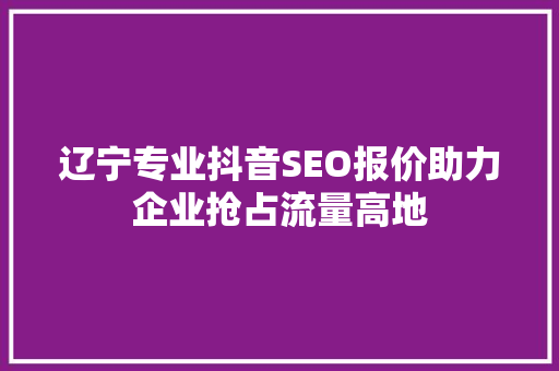 辽宁专业抖音SEO报价助力企业抢占流量高地