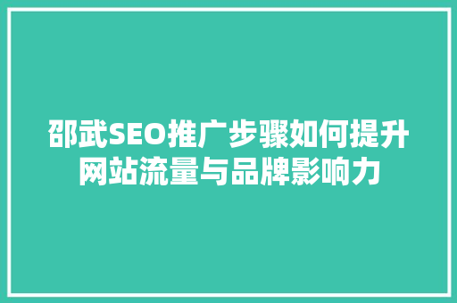 邵武SEO推广步骤如何提升网站流量与品牌影响力