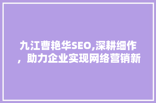 九江曹艳华SEO,深耕细作，助力企业实现网络营销新突破  第1张
