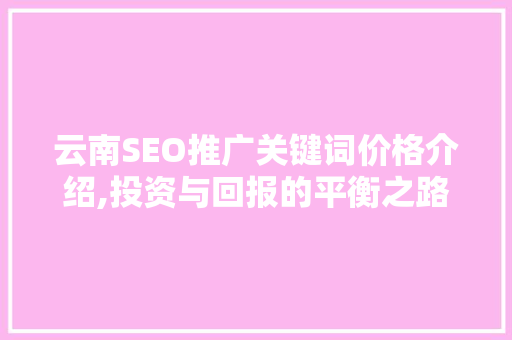云南SEO推广关键词价格介绍,投资与回报的平衡之路
