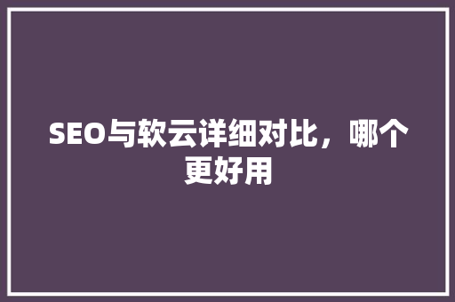 SEO与软云详细对比，哪个更好用