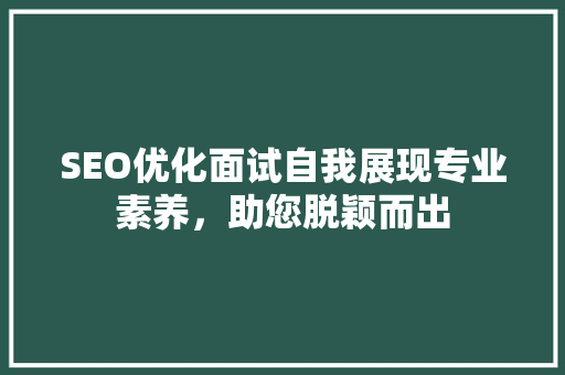 SEO优化面试自我展现专业素养，助您脱颖而出