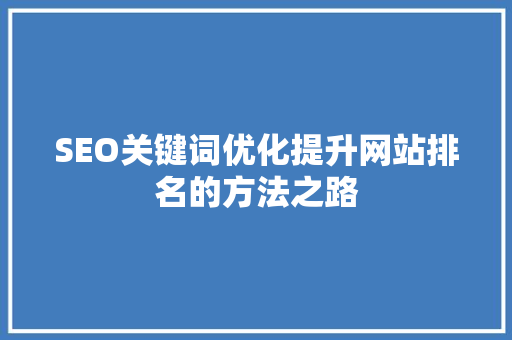 SEO关键词优化提升网站排名的方法之路