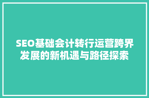 SEO基础会计转行运营跨界发展的新机遇与路径探索