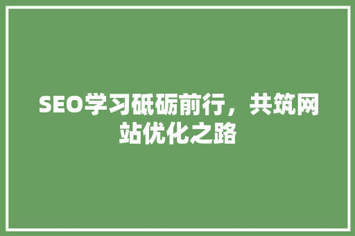 SEO学习砥砺前行，共筑网站优化之路