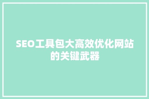 SEO工具包大高效优化网站的关键武器
