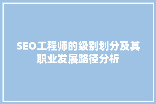 SEO工程师的级别划分及其职业发展路径分析