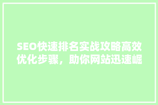 SEO快速排名实战攻略高效优化步骤，助你网站迅速崛起