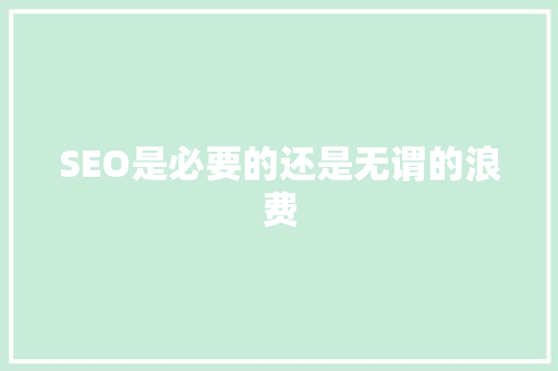 SEO是必要的还是无谓的浪费