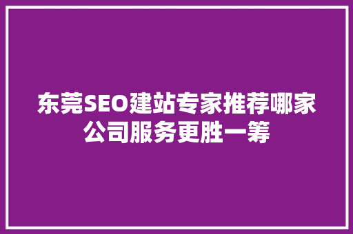 东莞SEO建站专家推荐哪家公司服务更胜一筹