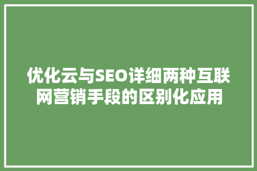 优化云与SEO详细两种互联网营销手段的区别化应用