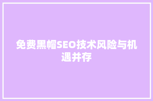 免费黑帽SEO技术风险与机遇并存