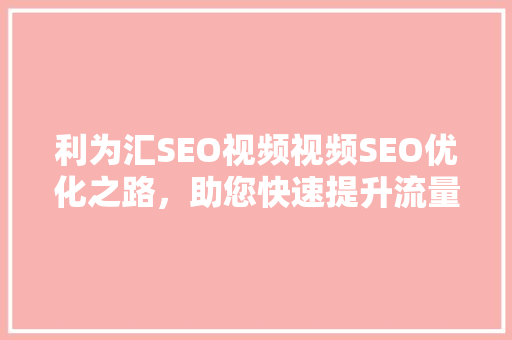 利为汇SEO视频视频SEO优化之路，助您快速提升流量与转化