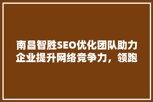 南昌智胜SEO优化团队助力企业提升网络竞争力，领跑行业前沿  第1张