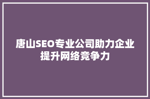 唐山SEO专业公司助力企业提升网络竞争力  第1张