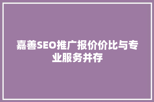 嘉善SEO推广报价价比与专业服务并存  第1张