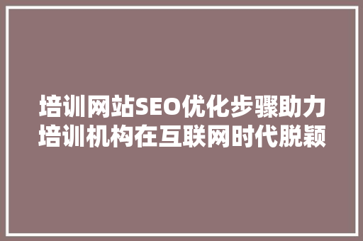 培训网站SEO优化步骤助力培训机构在互联网时代脱颖而出