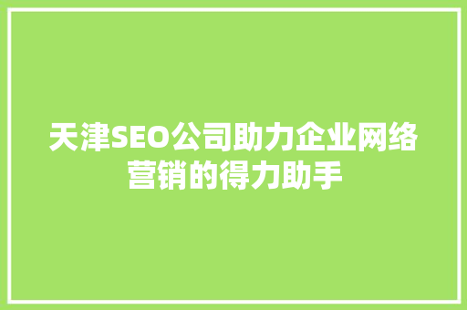 天津SEO公司助力企业网络营销的得力助手