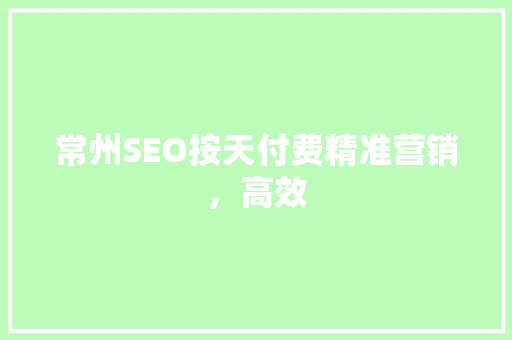 常州SEO按天付费精准营销，高效