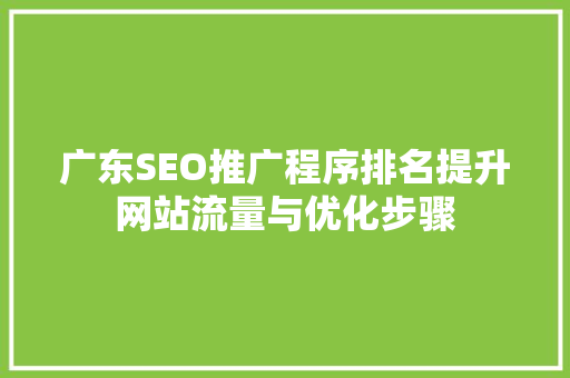 广东SEO推广程序排名提升网站流量与优化步骤  第1张