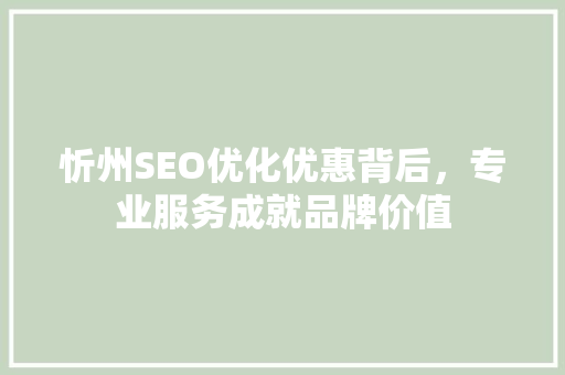 忻州SEO优化优惠背后，专业服务成就品牌价值  第1张