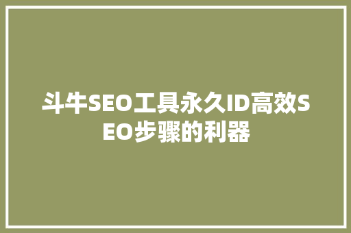 斗牛SEO工具永久ID高效SEO步骤的利器