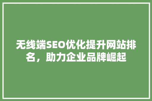 无线端SEO优化提升网站排名，助力企业品牌崛起