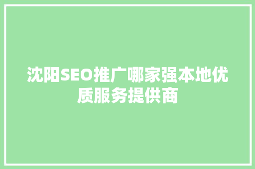 沈阳SEO推广哪家强本地优质服务提供商  第1张