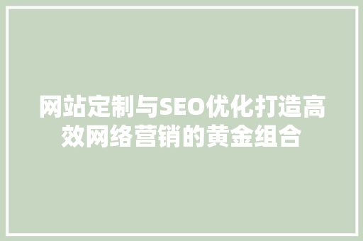 网站定制与SEO优化打造高效网络营销的黄金组合