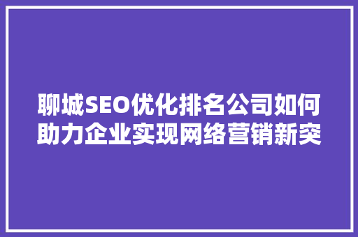 聊城SEO优化排名公司如何助力企业实现网络营销新突破  第1张
