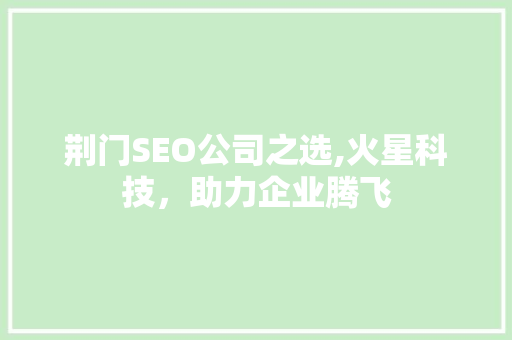 荆门SEO公司之选,火星科技，助力企业腾飞