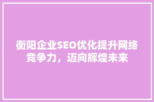 衡阳企业SEO优化提升网络竞争力，迈向辉煌未来