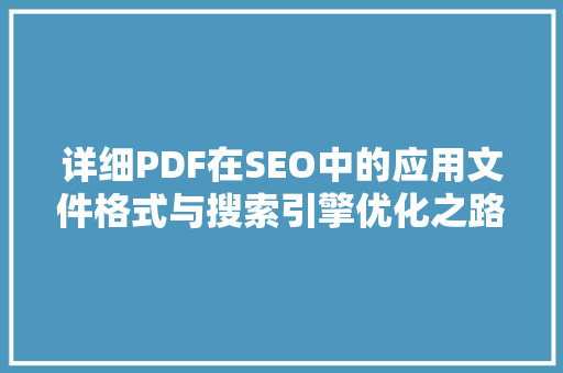 详细PDF在SEO中的应用文件格式与搜索引擎优化之路