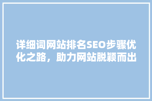 详细词网站排名SEO步骤优化之路，助力网站脱颖而出