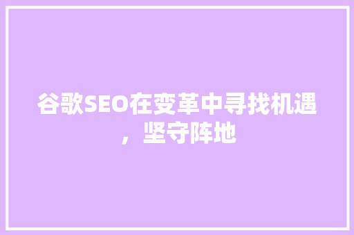 谷歌SEO在变革中寻找机遇，坚守阵地