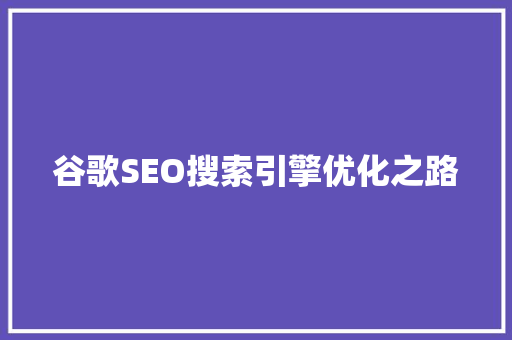 谷歌SEO搜索引擎优化之路  第1张