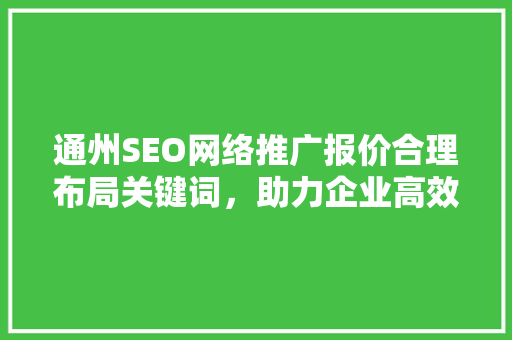 通州SEO网络推广报价合理布局关键词，助力企业高效营销