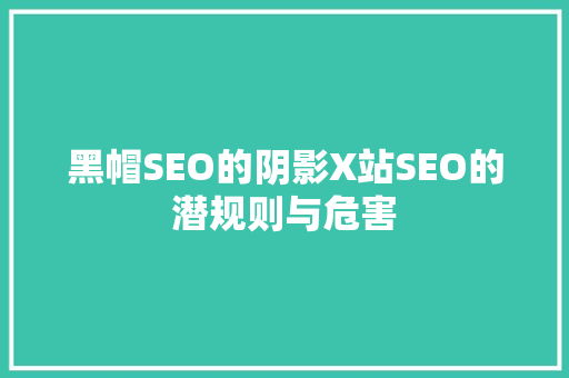 黑帽SEO的阴影X站SEO的潜规则与危害