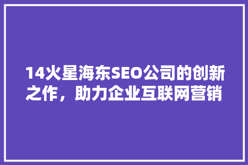 14火星海东SEO公司的创新之作，助力企业互联网营销新篇章