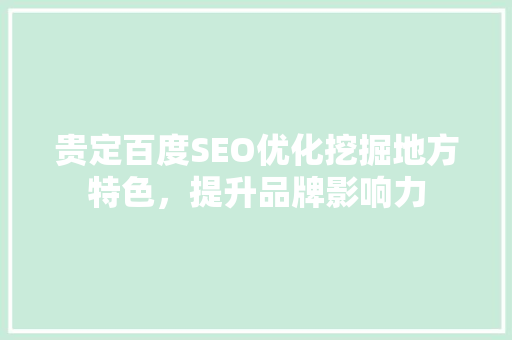 贵定百度SEO优化挖掘地方特色，提升品牌影响力