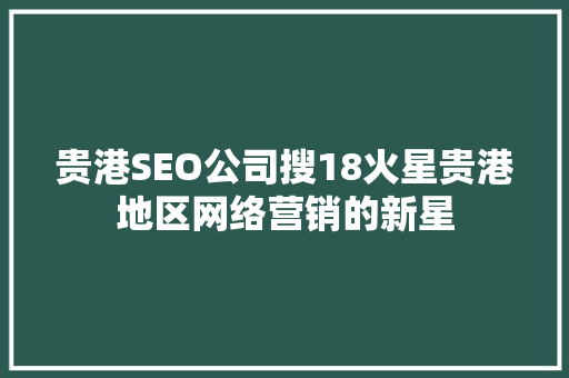 贵港SEO公司搜18火星贵港地区网络营销的新星  第1张