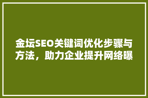 金坛SEO关键词优化步骤与方法，助力企业提升网络曝光度