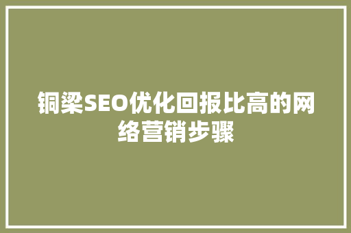 铜梁SEO优化回报比高的网络营销步骤