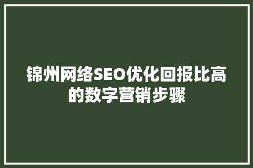 锦州网络SEO优化回报比高的数字营销步骤