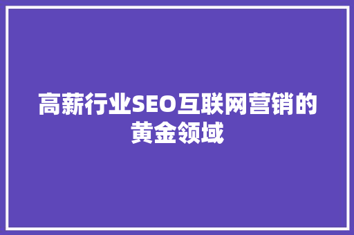 高薪行业SEO互联网营销的黄金领域