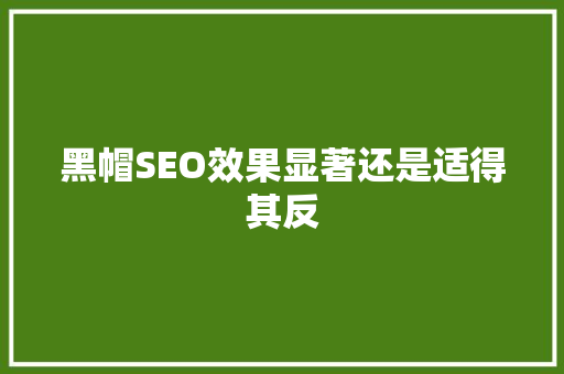 黑帽SEO效果显著还是适得其反