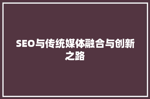 SEO与传统媒体融合与创新之路
